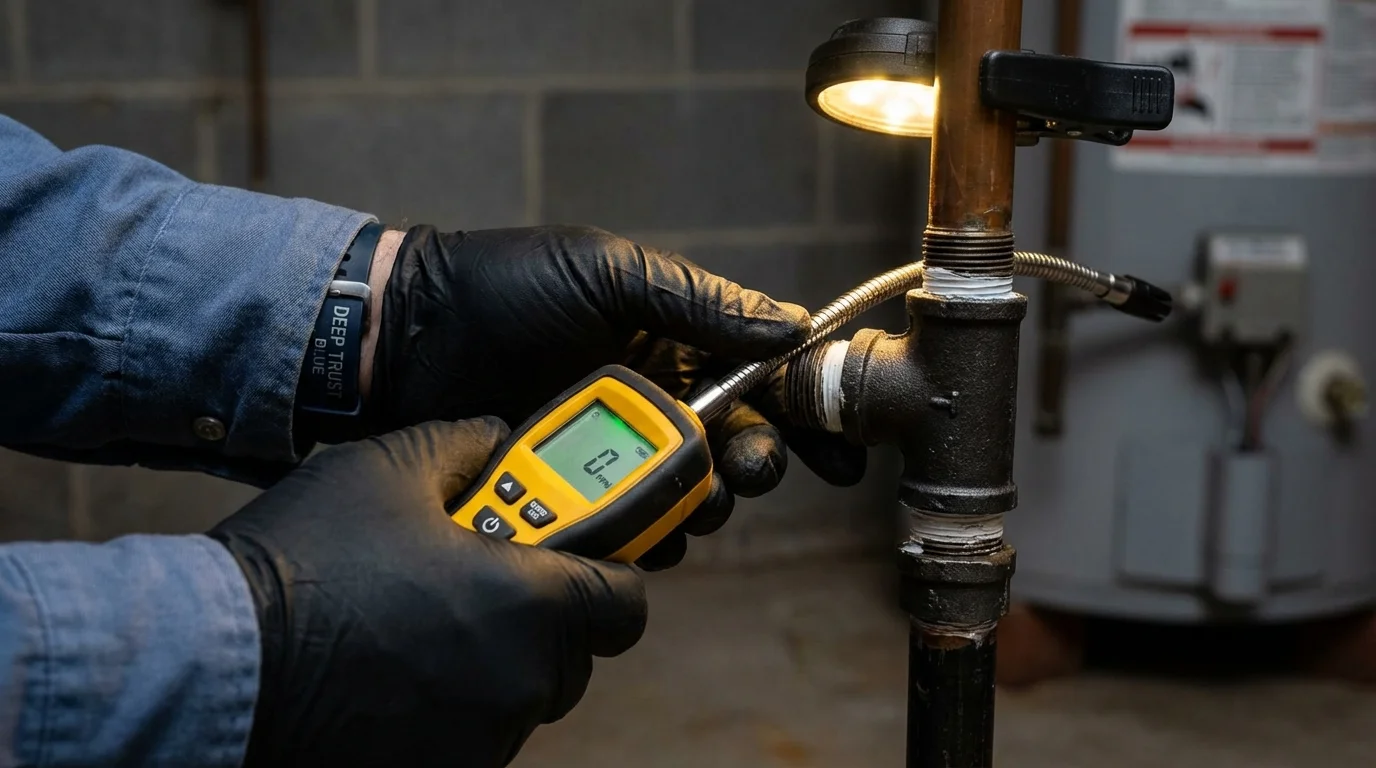 Gas leak detection with electronic sniffer by Johns Plumbing LLC in Blue Point