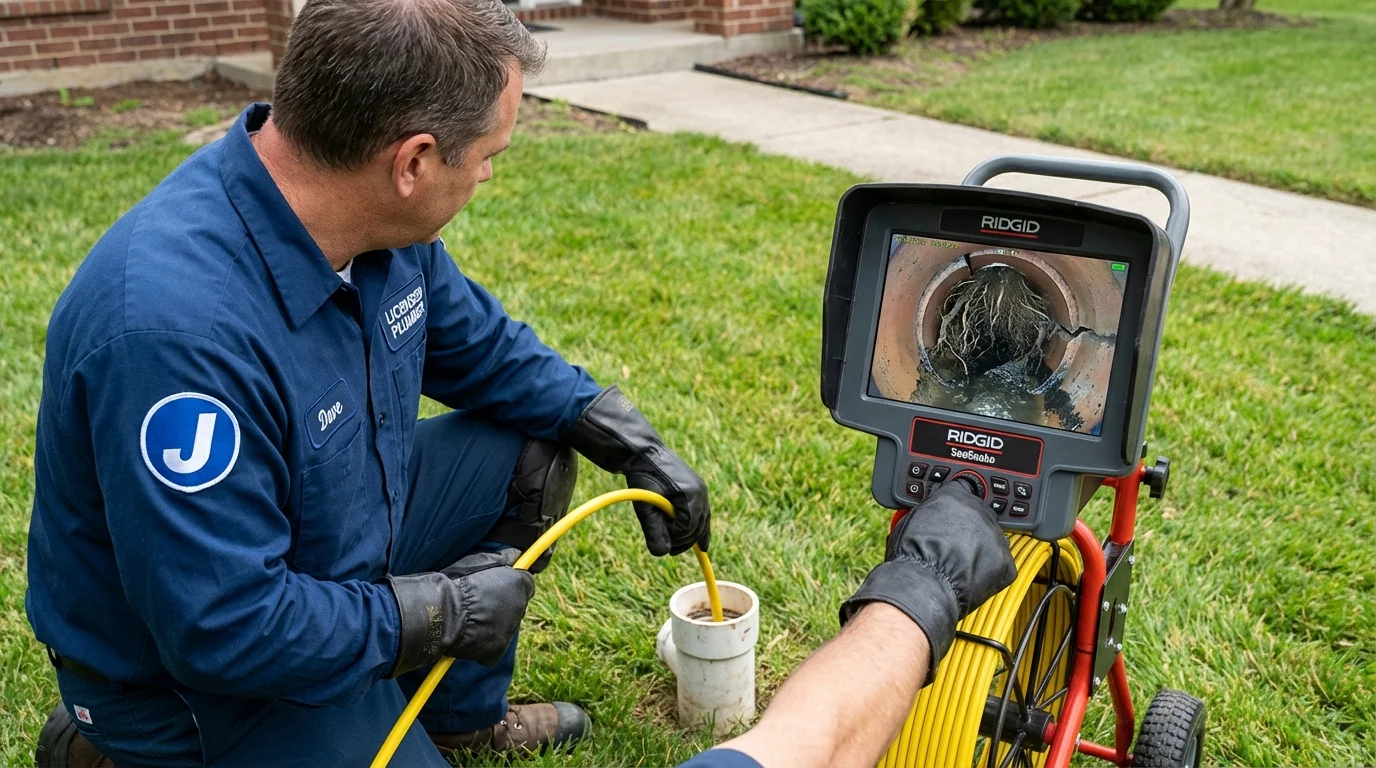 Sewer camera inspection being performed by Johns Plumbing LLC in Blue Point